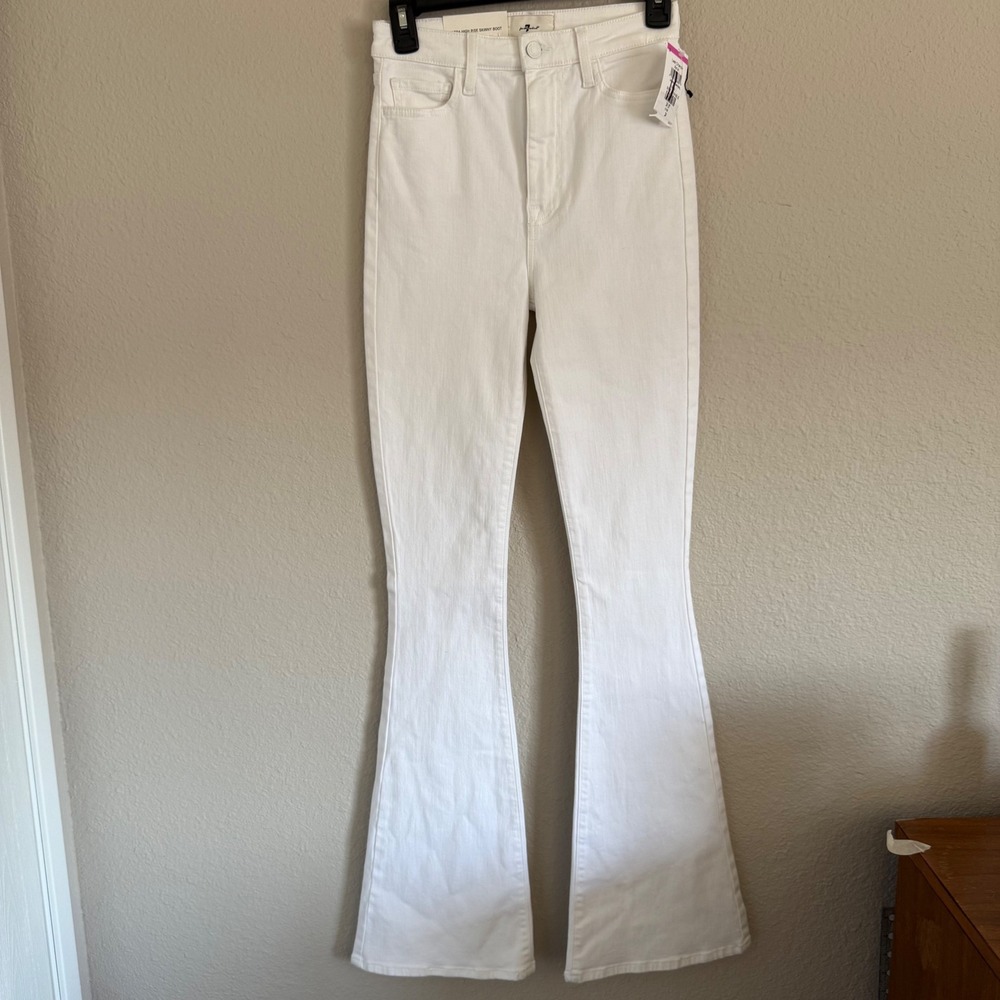 7 For All Mankind Women's White Boot Cut Jeans